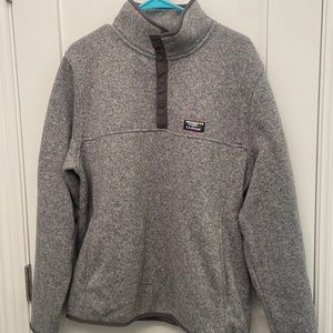 LL Bean Fleece Sweater Pullover (Size L; Heather Gray)